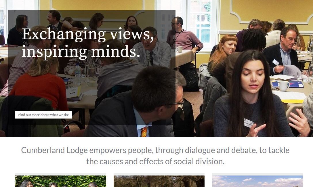 Screenshot of new Cumberland Lodge website, May 2020