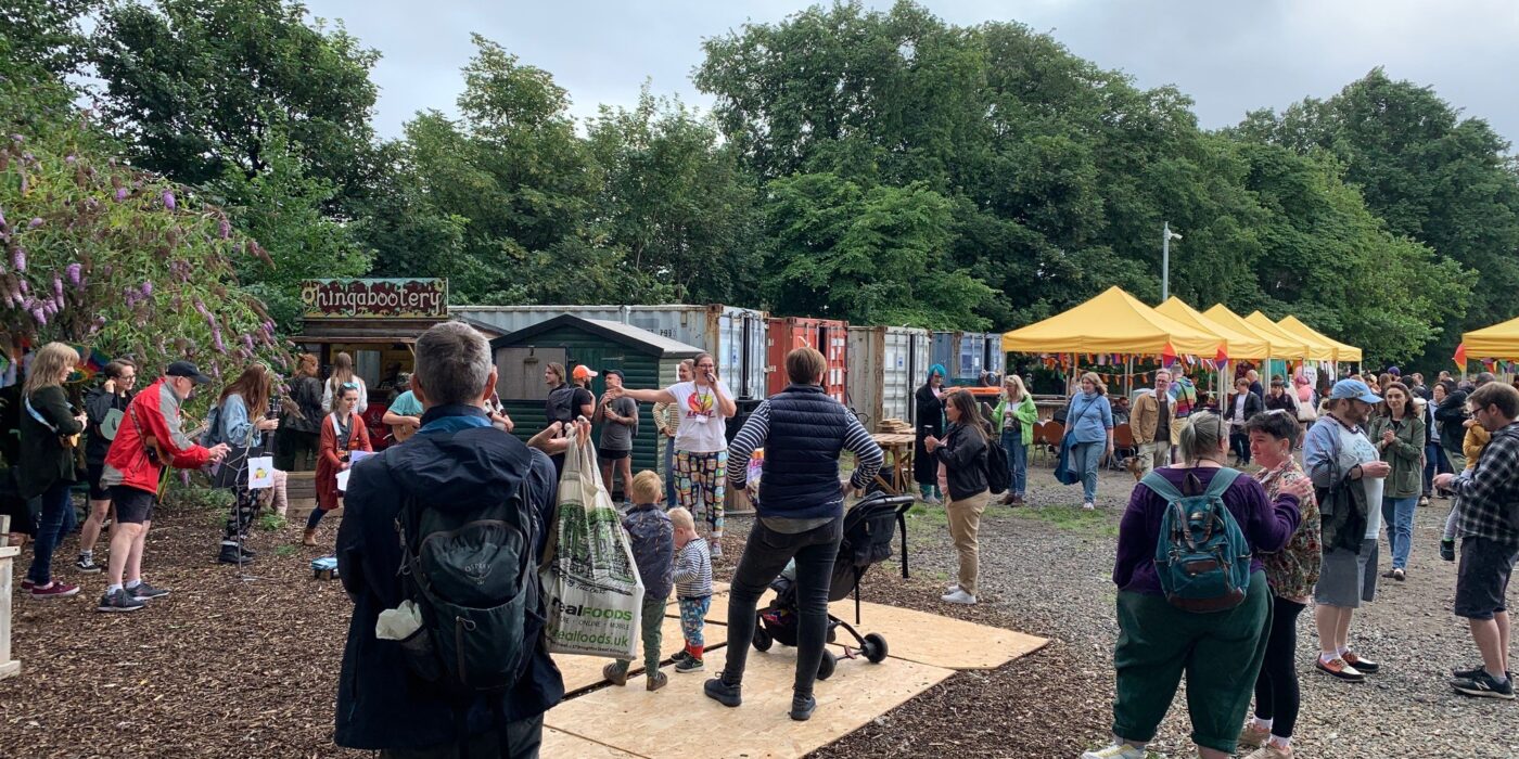 People attend the community event in Leith