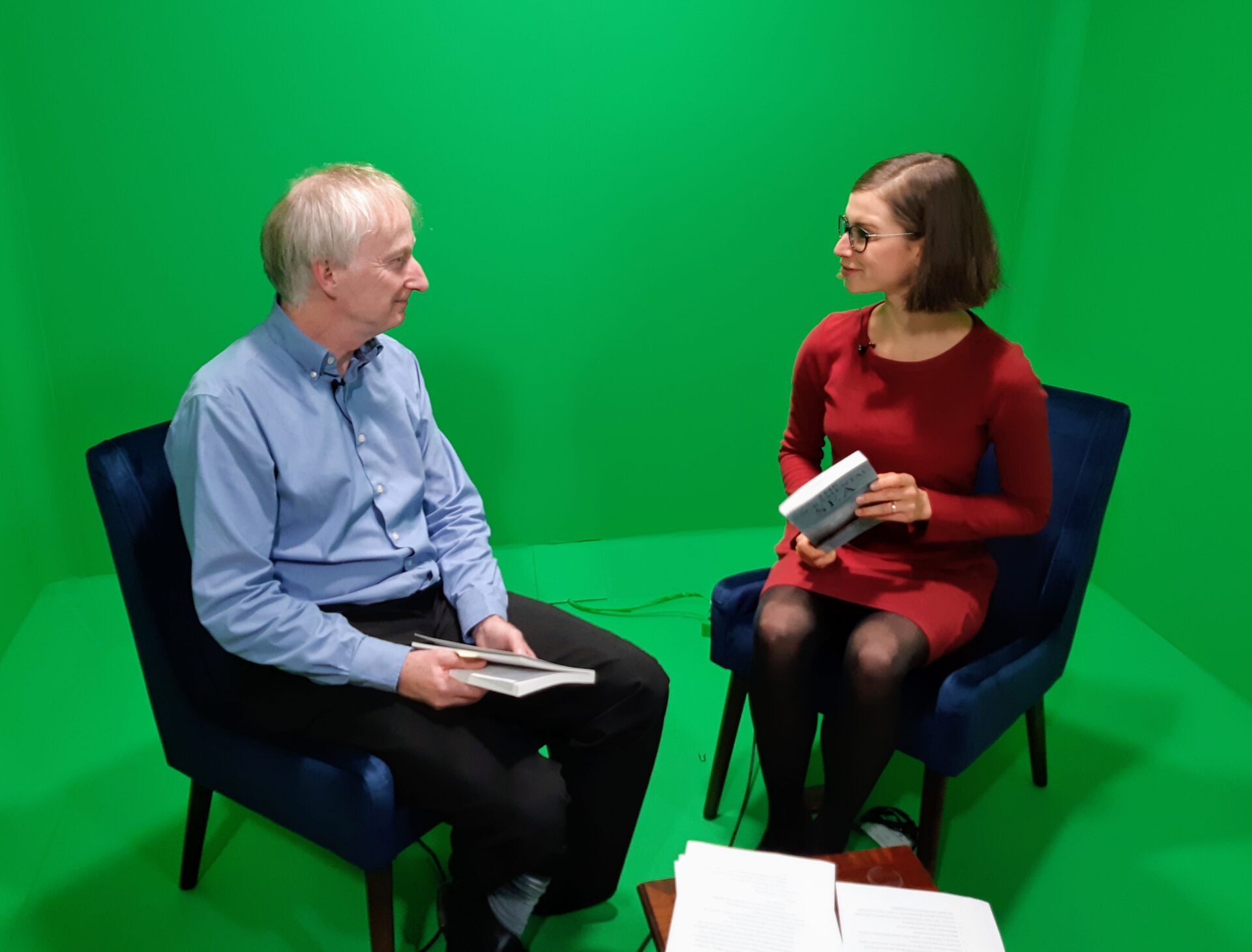 Two people in discussion in the Dalling Studio