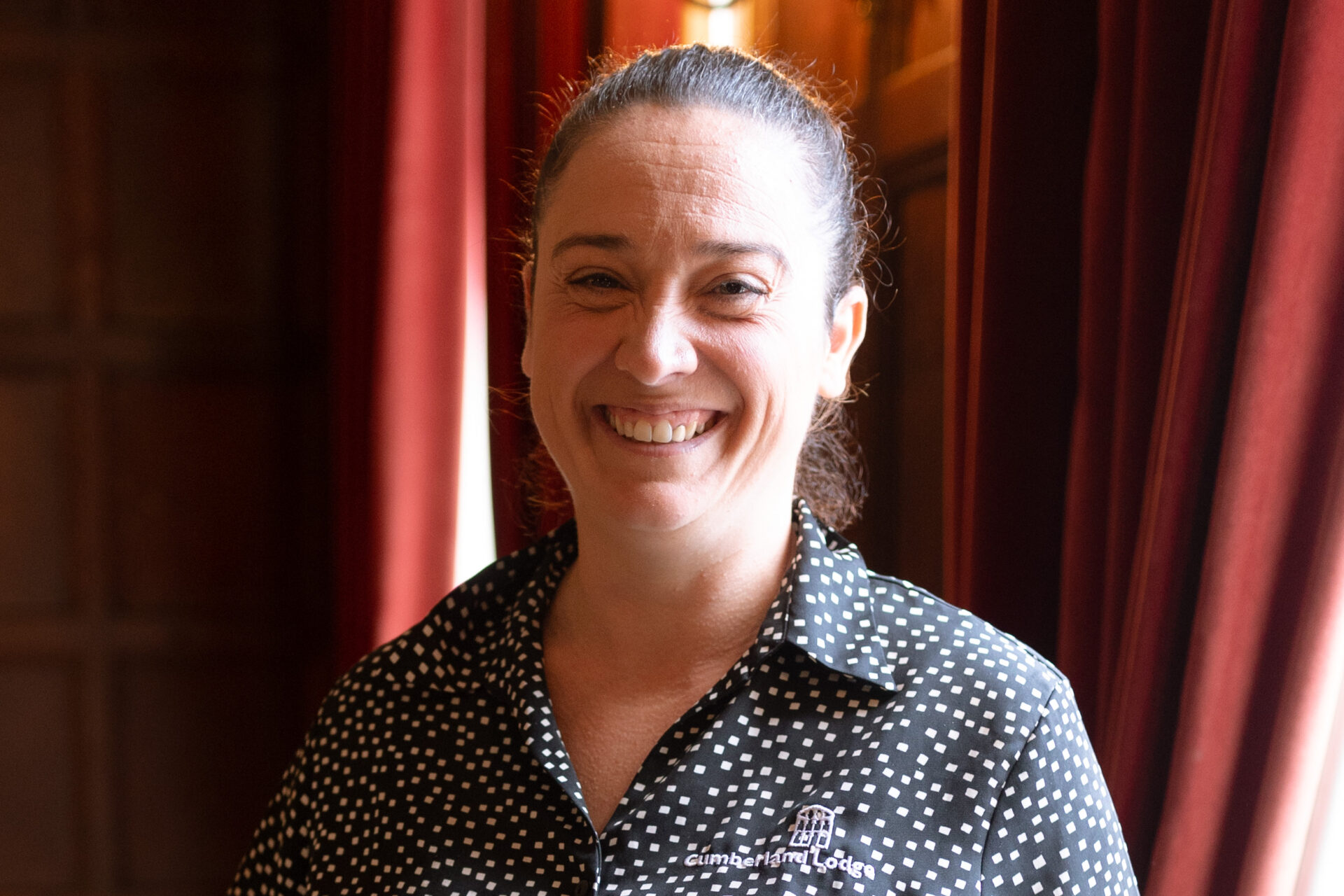 Andrea Timmis in the Cumberland Lodge dining room.