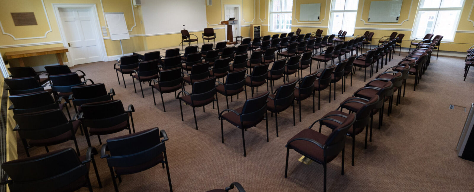 The Flitcroft conference room, set up in a theatre layout, to seat up to 100 people.