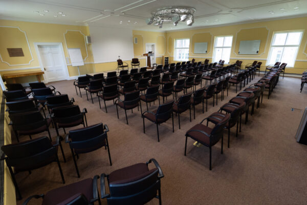The Flitcroft conference room, set up in a theatre layout, to seat up to 100 people.