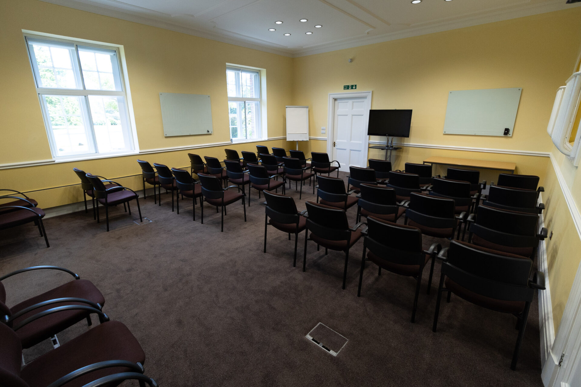 The Greening conference room, laid out in a theatre style to accommodate up to 40 people.