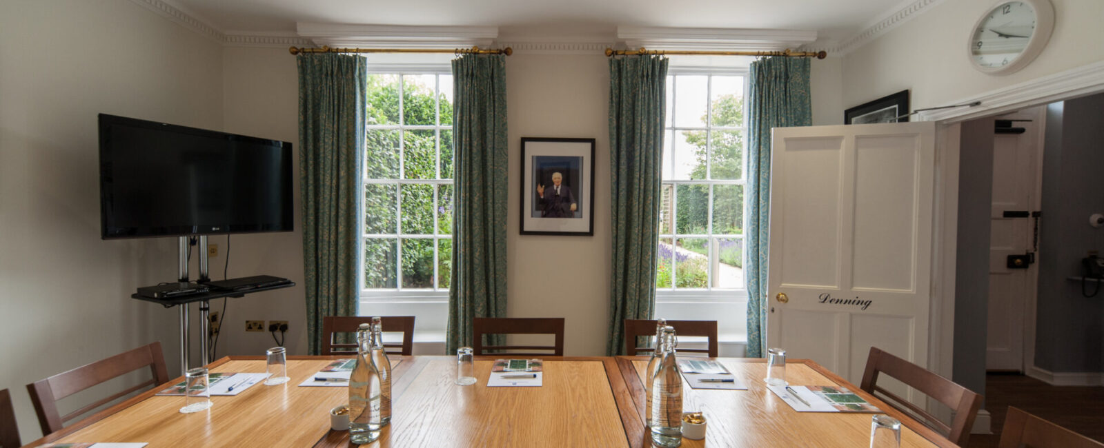 Denning arranged in a boardroom layout