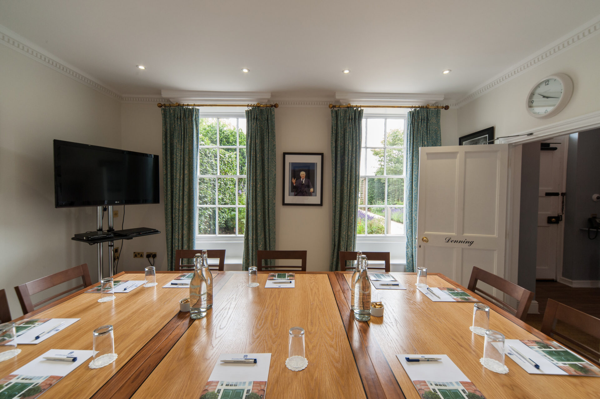 Denning arranged in a boardroom layout