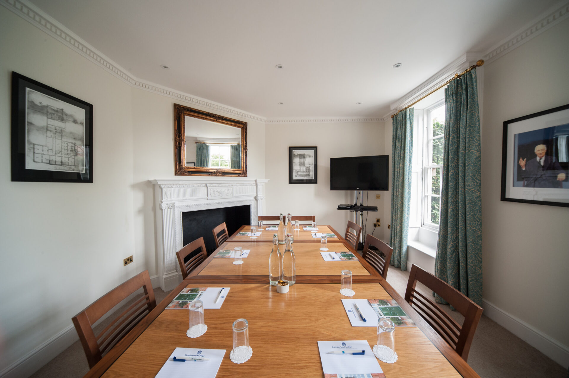 Denning arranged in a boardroom layout