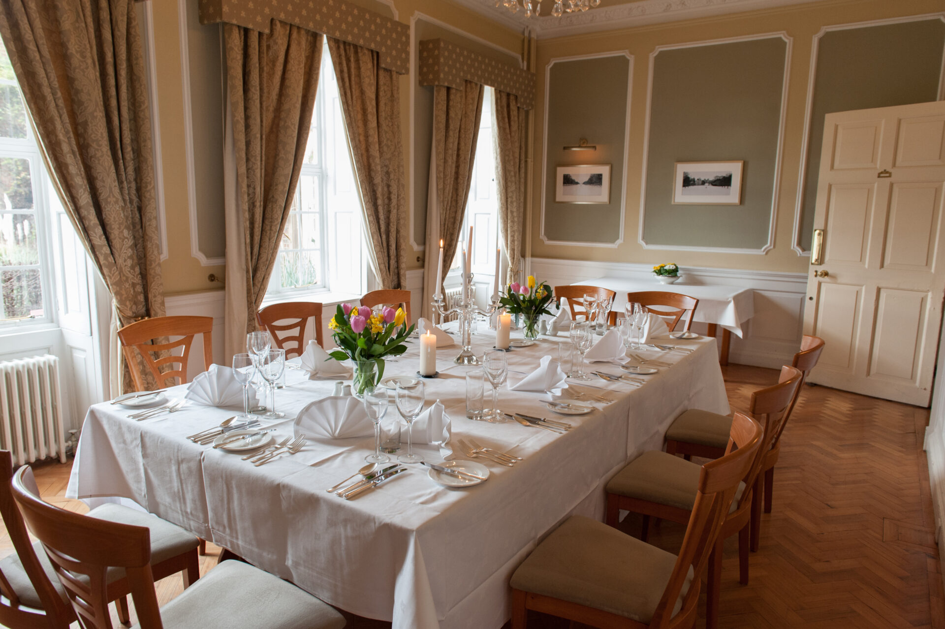 The Princess Helena Dining Room, laid out for dinner.