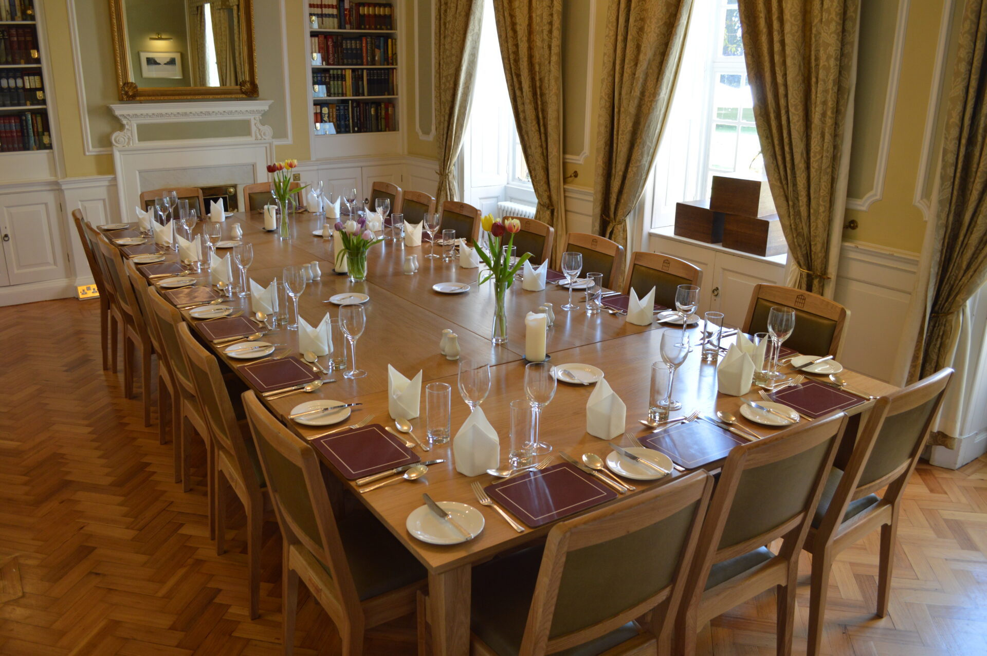 The Princess Helena Dining Room, laid out for dinner.