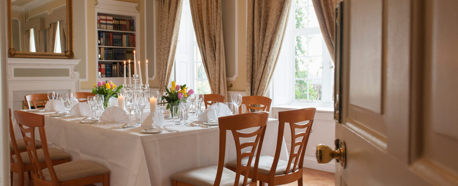 The Princess Helena Dining Room, laid out for dinner.