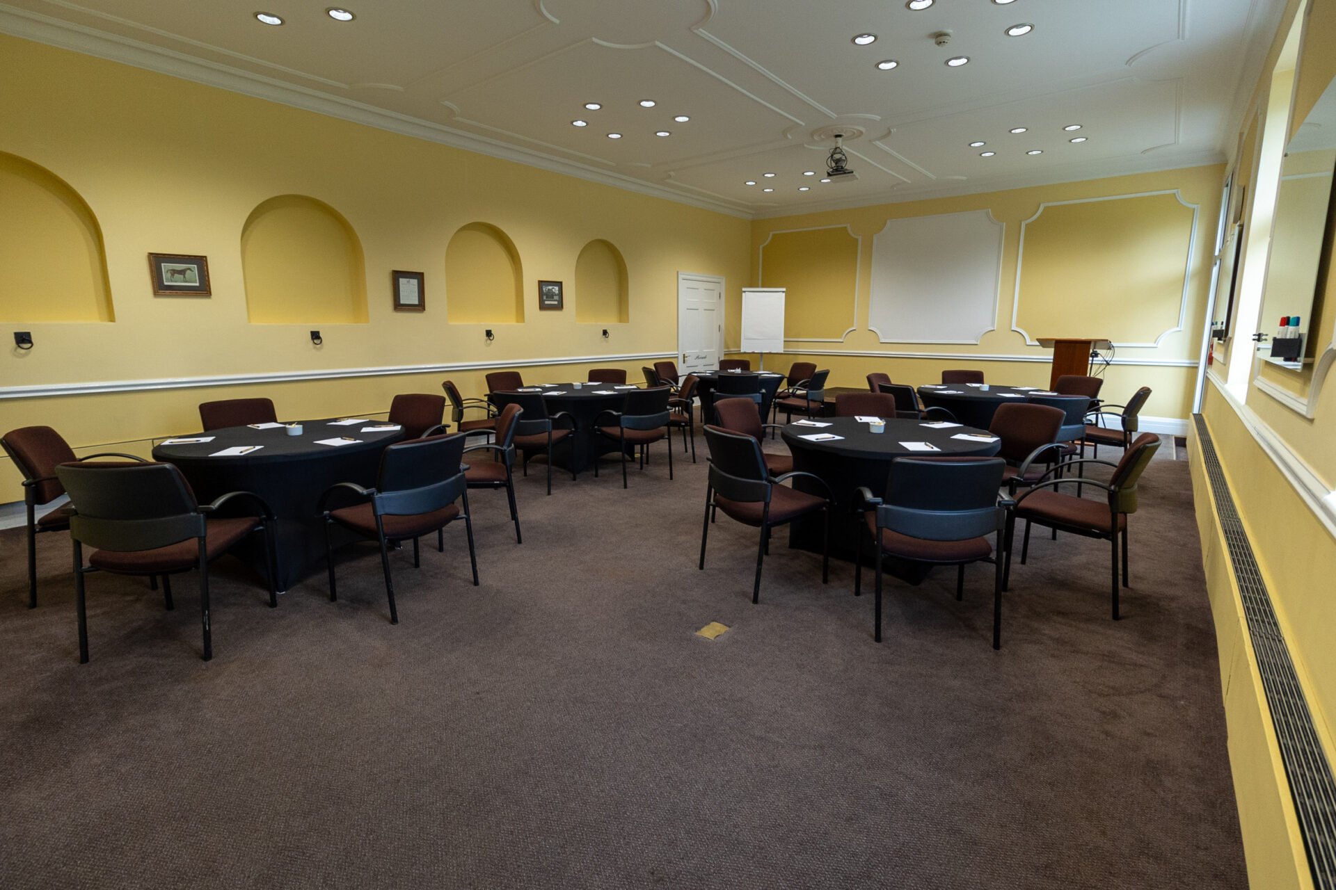 The Sandby conference room, set up in a cabaret layout to accommodate up to 30 people.