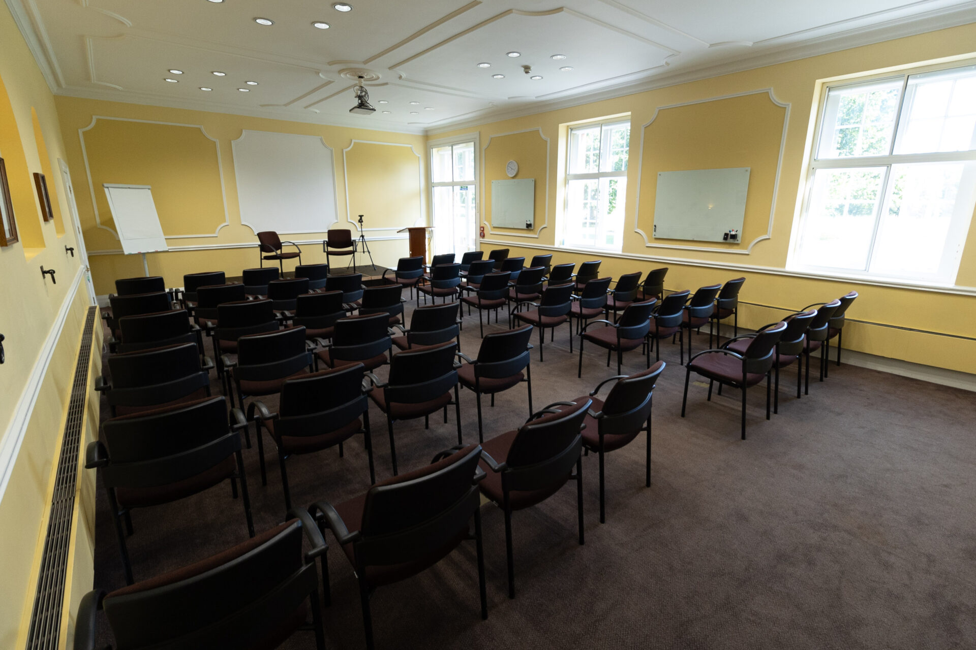 The Sandby conference room, set up in a theatre layout to accommodate up to 50 people.