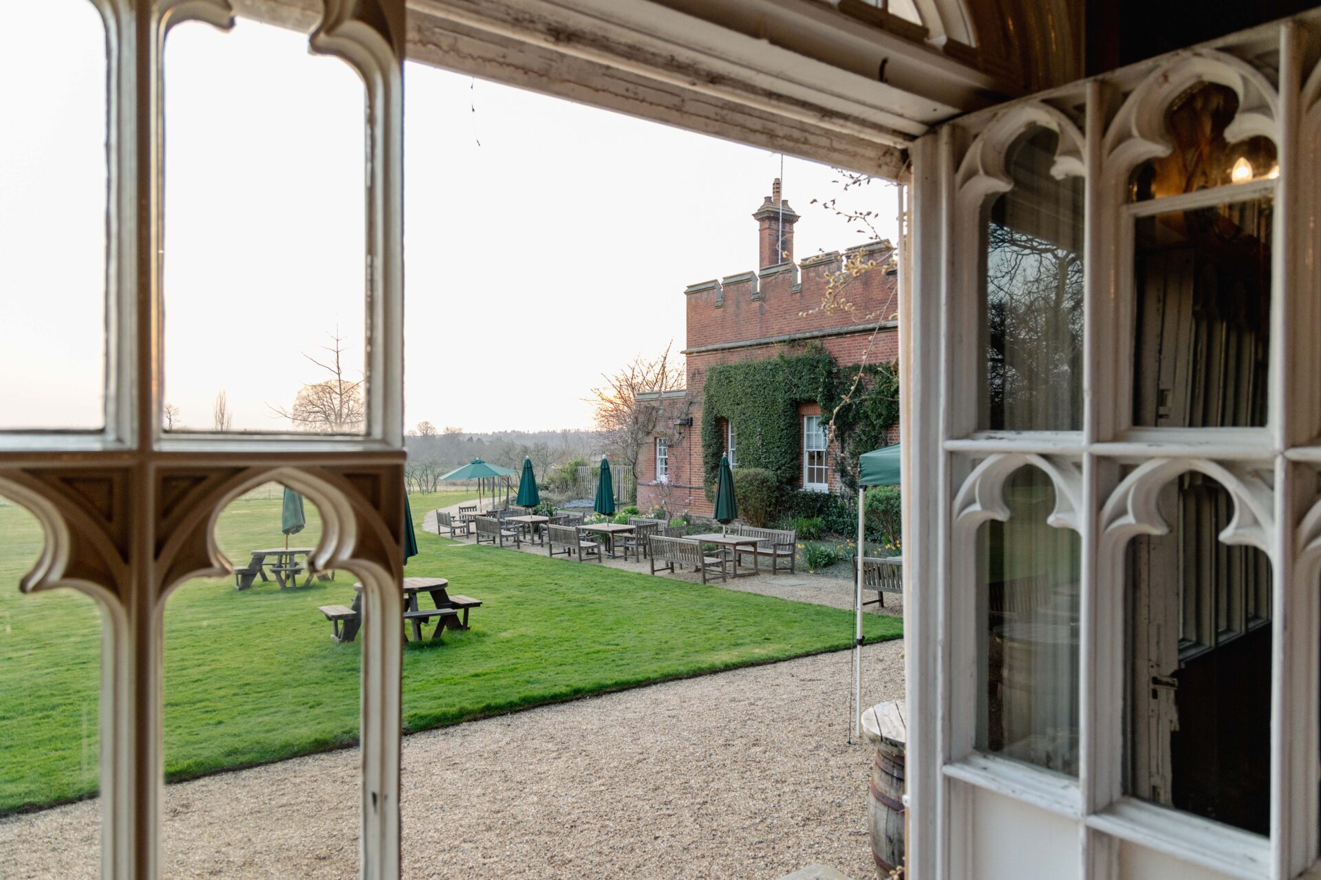 The view out from the Tapestry Hall doors.