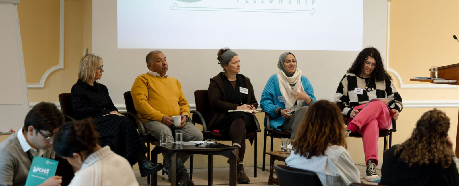 A panel of speakers on-stage at the Yad Fellowship Summit