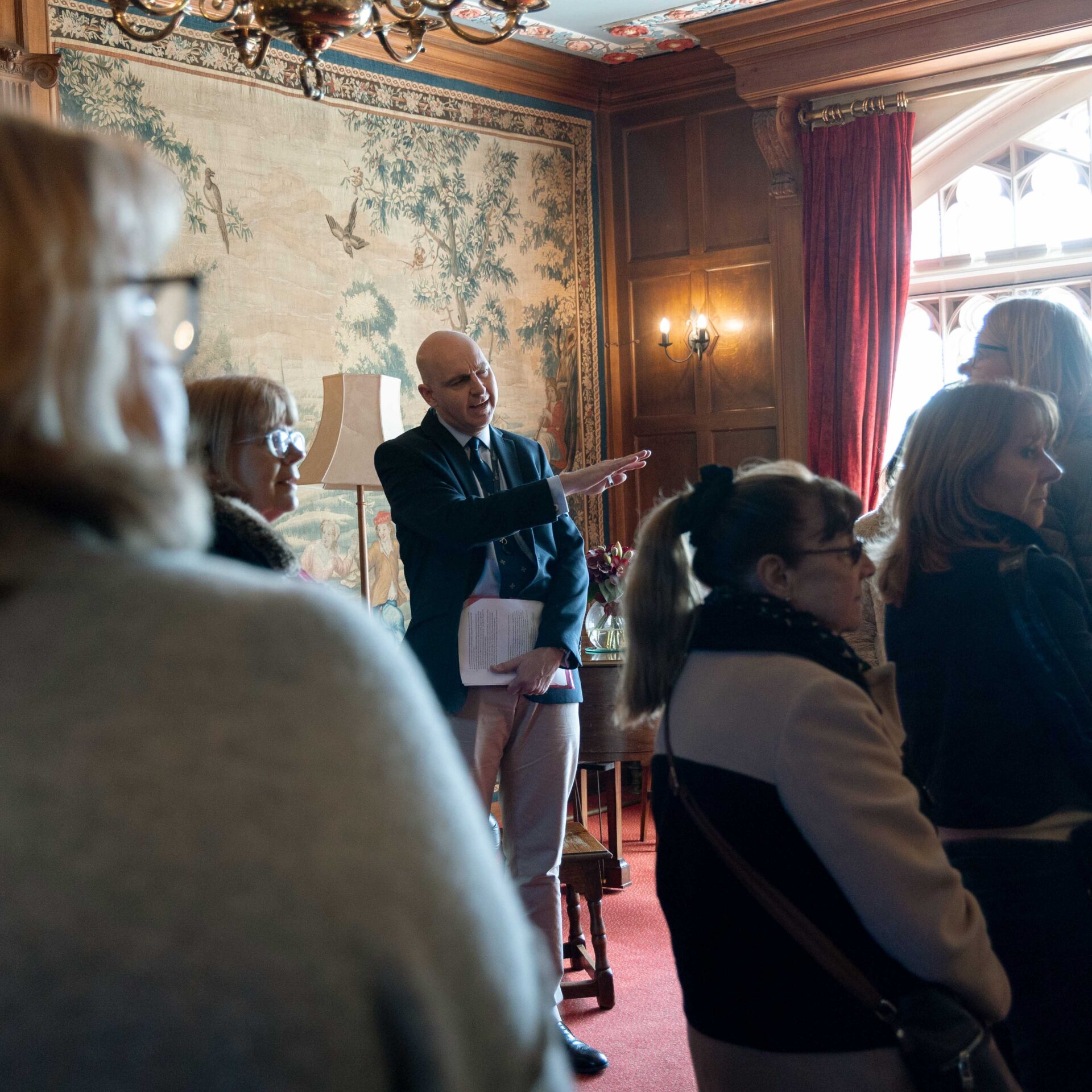 CEO Fergus Drake talking to open day guests in the Tapestry Hall