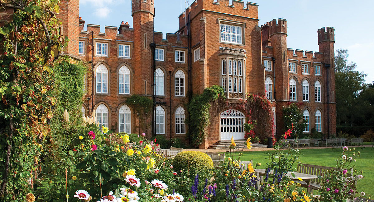 View of Cumberland Lodge with flowers in the foreground